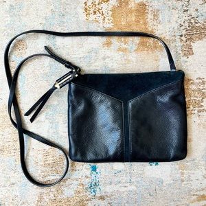 Black Suede and Leather Covet Stella & Dot Crossbody Bag